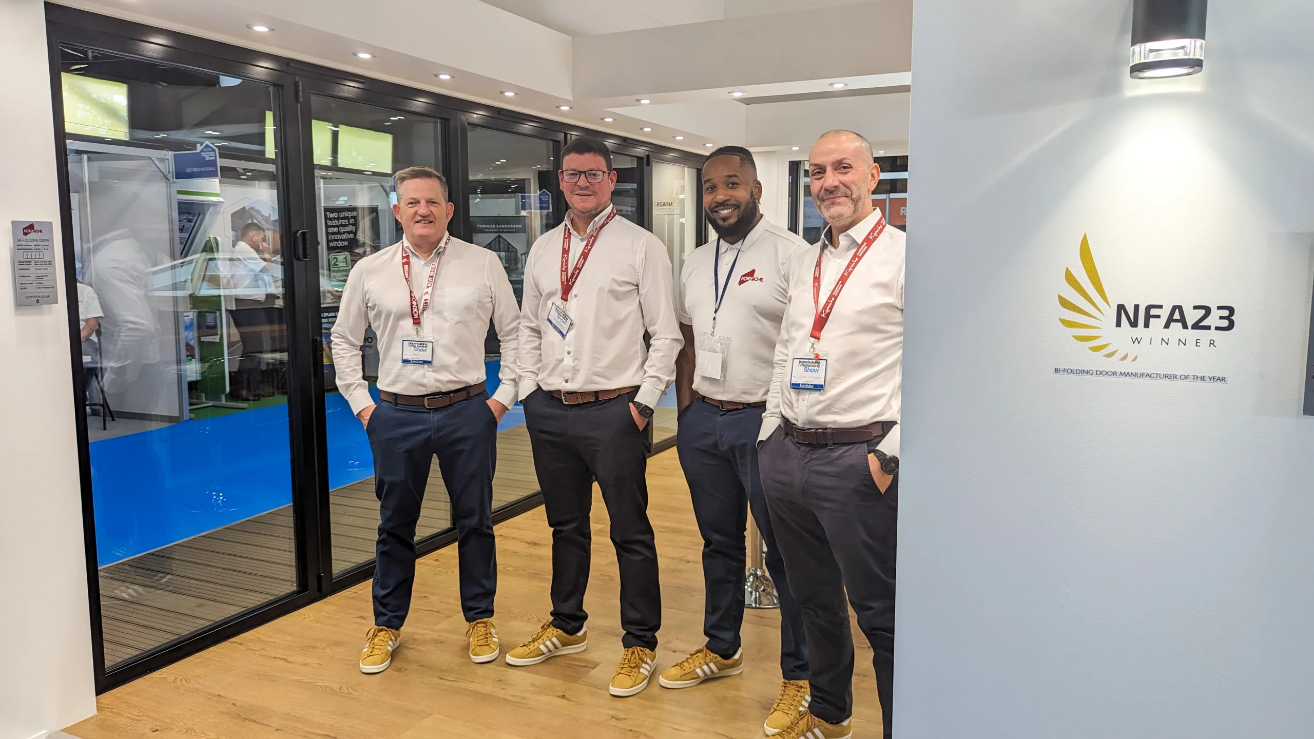 The Made For Trade Team on the Korniche Stand at the Homebuilding & Renovating Show at Harrogate Convention Centre, November 2023 The Made For Trade Team on the Korniche Stand at the Homebuilding & Renovating Show at Harrogate Convention Centre, November 2023