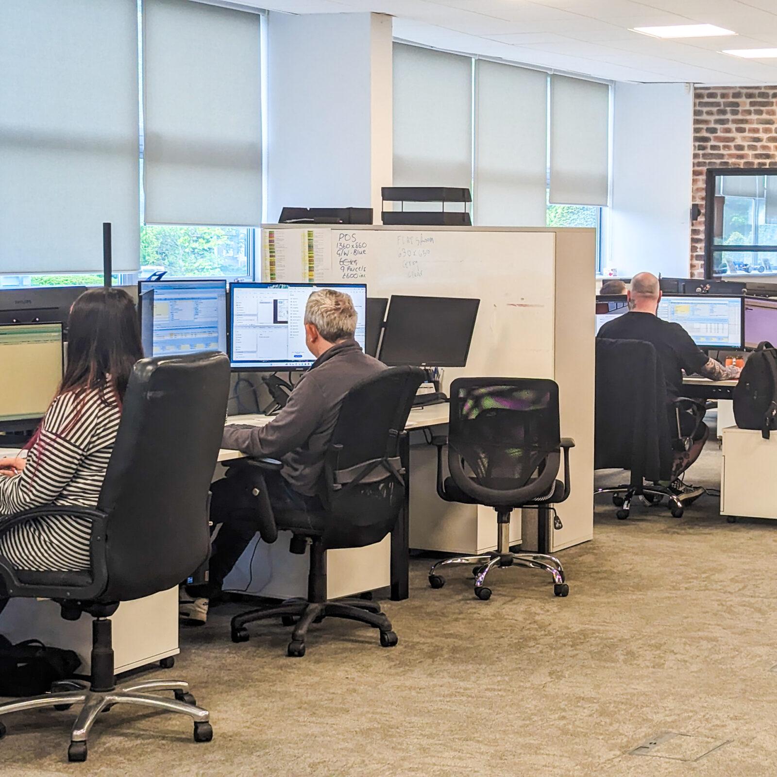 Made For Trades Quotes Team: Delivering Expert Advice on Korniche Products Made For Trades quotes team working diligently at computers to answer inquiries about Korniche Bi-fold Doors, Roof Lanterns, and Flat Glass Rooflights.
