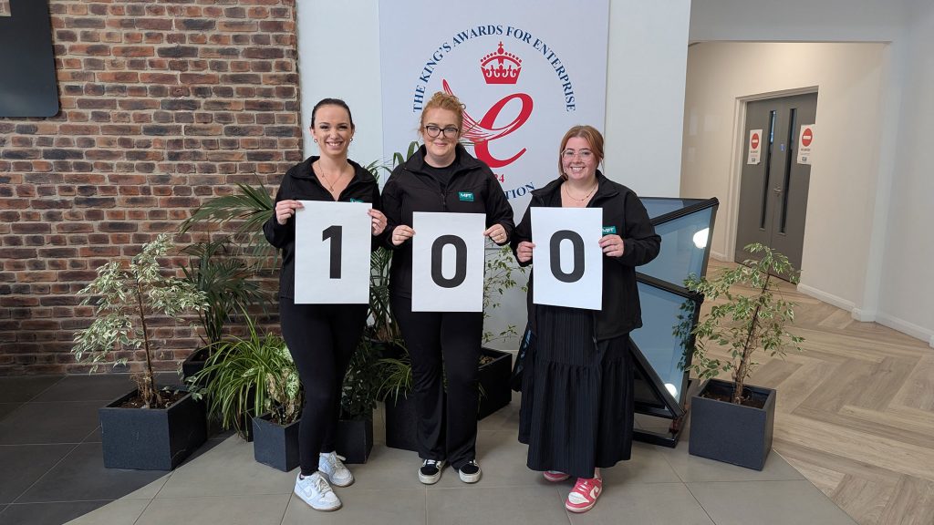 Lucy, Laura, and Ella from Made for Trade celebrate 100 reviews.