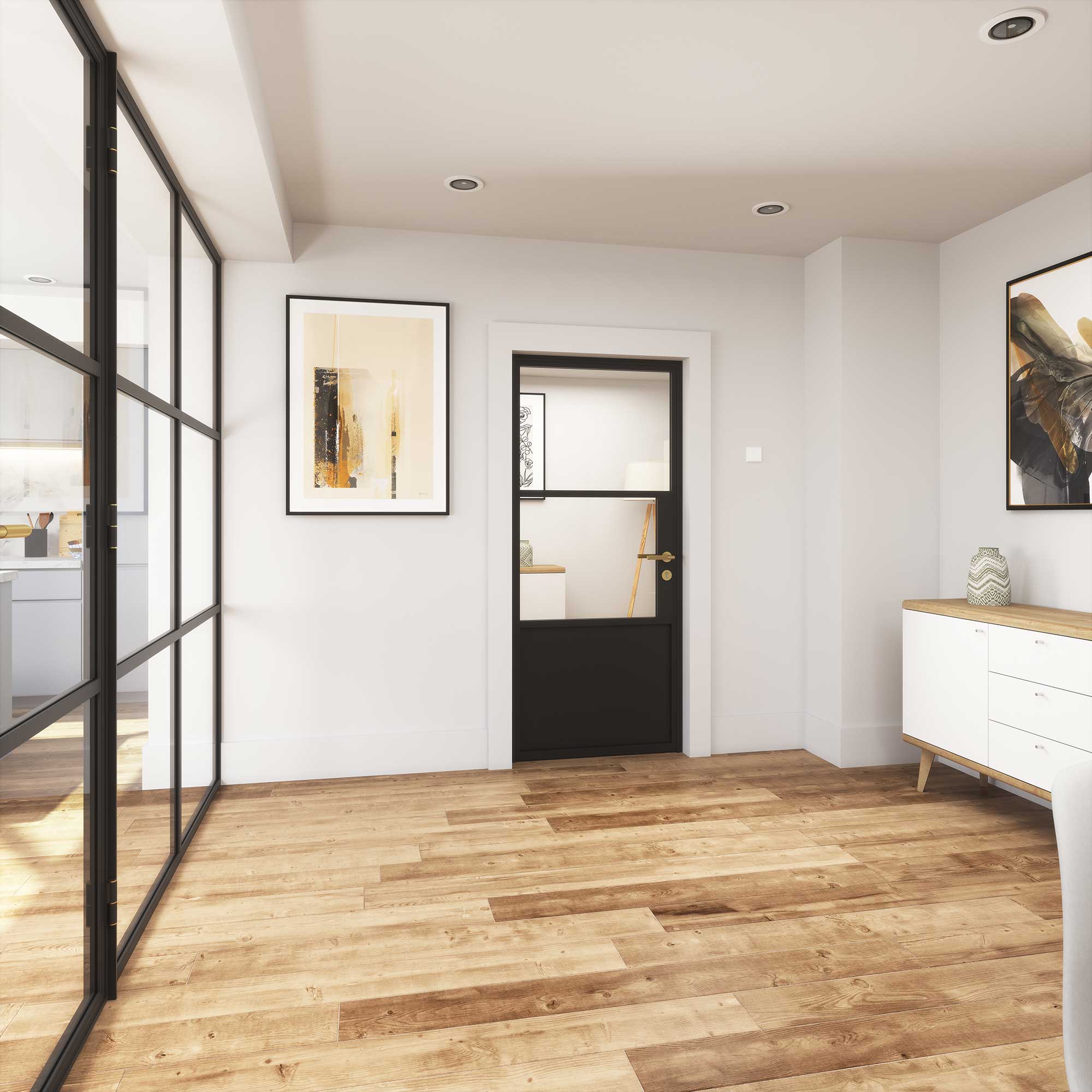 Korniche Internal Glass Partition With Kick Panel Korniche Internal Glass Partition With Kick Panel